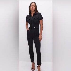 Good American Classic Black Jean Jumpsuit